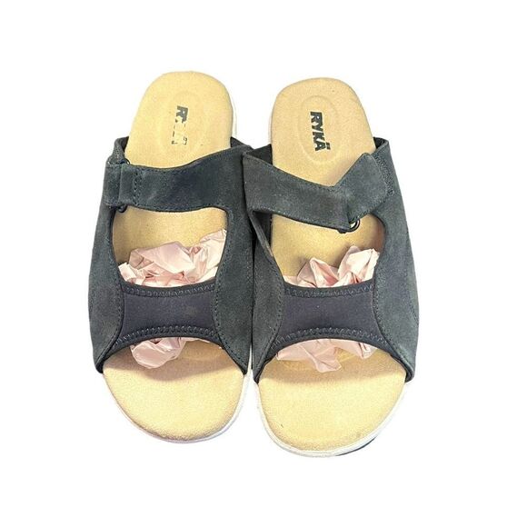 Ryka Sport Sandals Suede Adjustable Double Strap Blue Size 10 Women's Slide - Picture 1 of 8